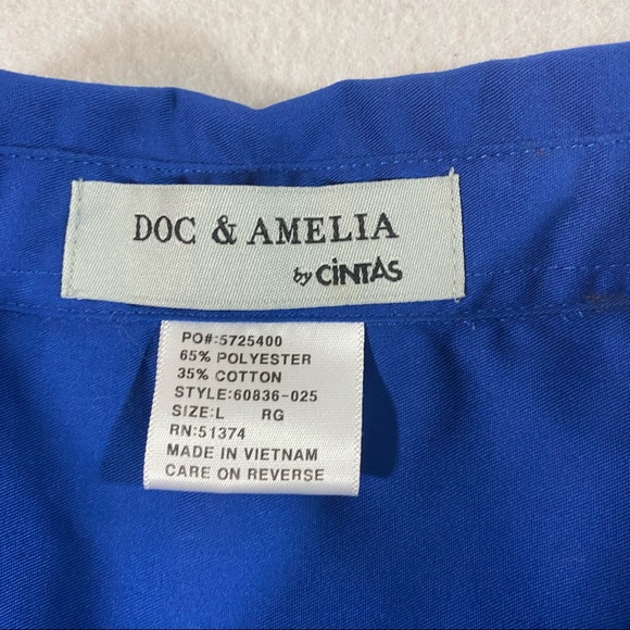 BUTTON DOWN SHIRT DOC & AMELIA by CINTAS LARGE 3/4 Sleeve Woman’s Blue S… - Picture 2 of 10